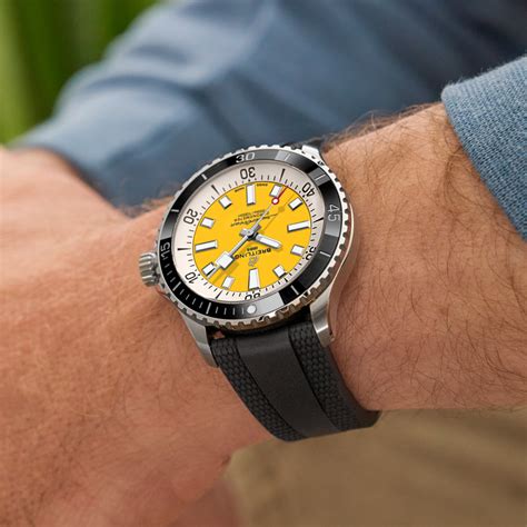 breitling replicas yellow dail face|breitling superocean 42 yellow.